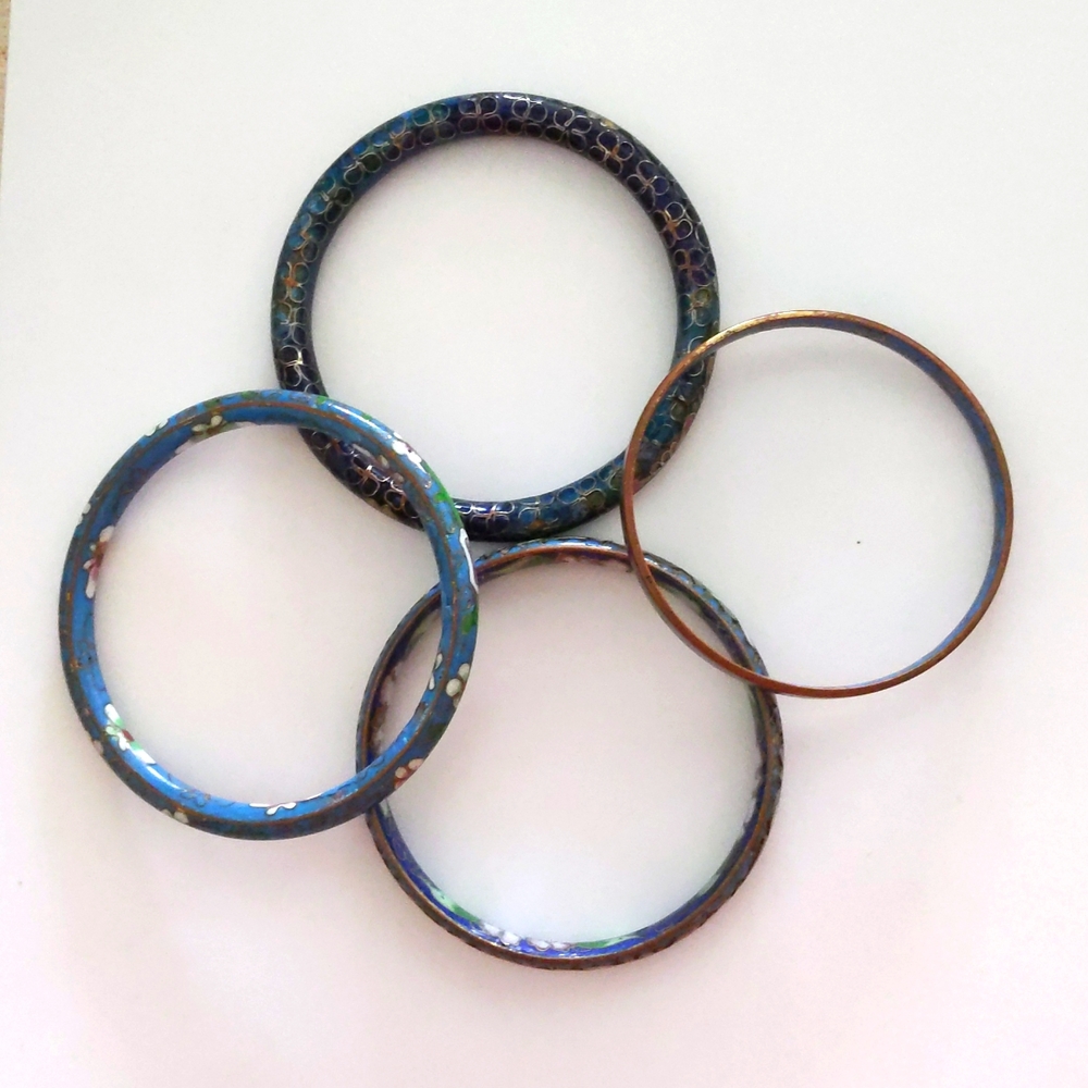 Vintage Cloissone lot of 4 Bangles with signs of wear.